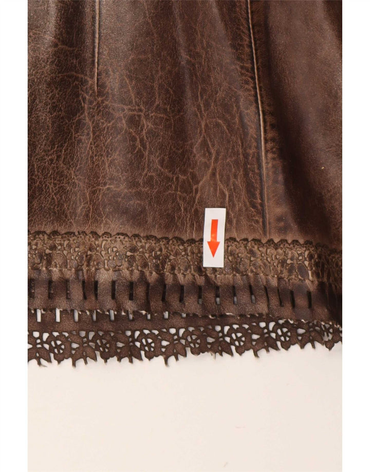 Vintage Womens Sleeveless Blouse Top UK 8 Small Brown