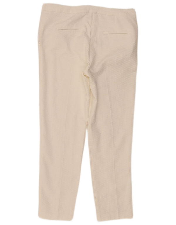 Topshop Womens Slim Suit Trousers UK 12 Medium W34 L27 White Cotton
