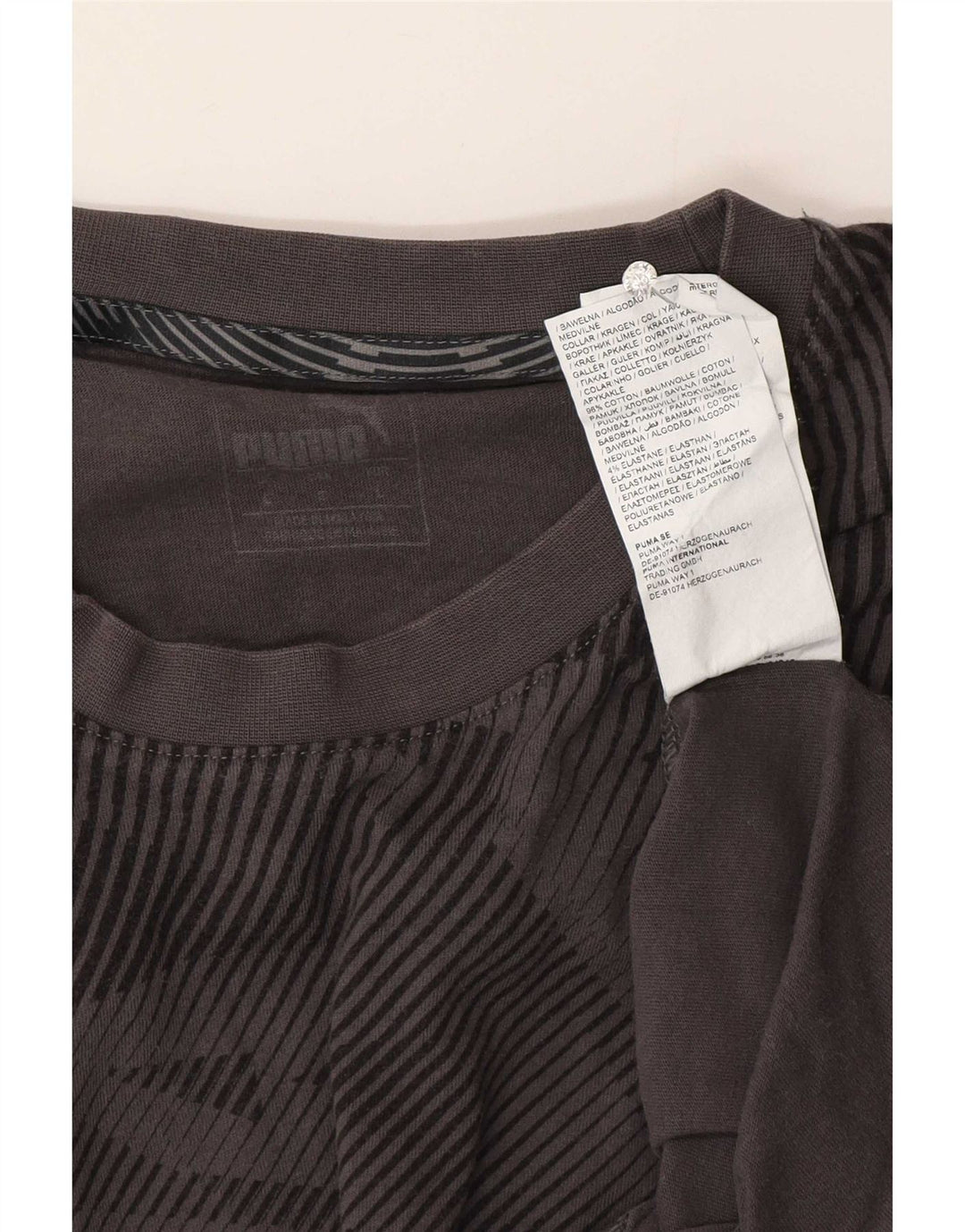 Puma Mens T-Shirt Top Large Grey Geometric Cotton