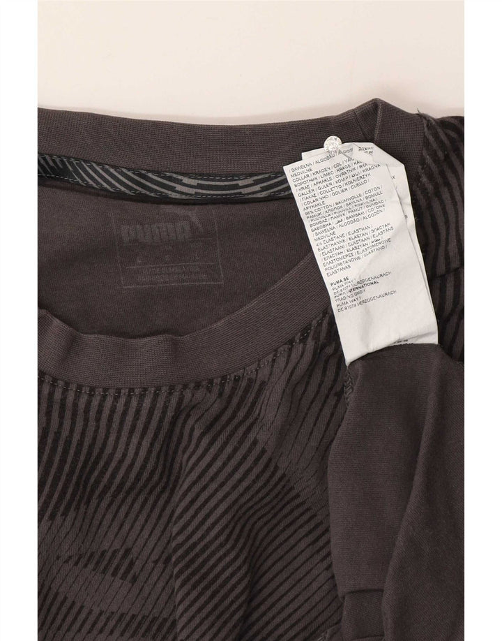 Puma Mens T-Shirt Top Large Grey Geometric Cotton