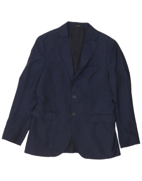 Massimo Dutti Mens 2 Button Blazer Jacket IT 48 Medium Navy Blue Wool