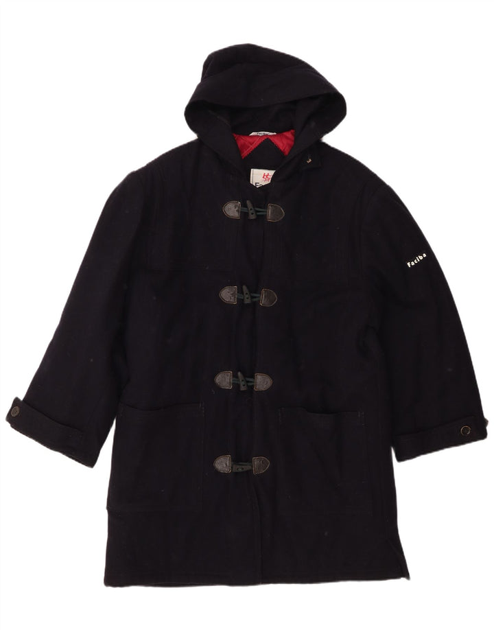 FACIBA Womens Hooded Duffle Coat IT 48 XL Navy Blue Wool