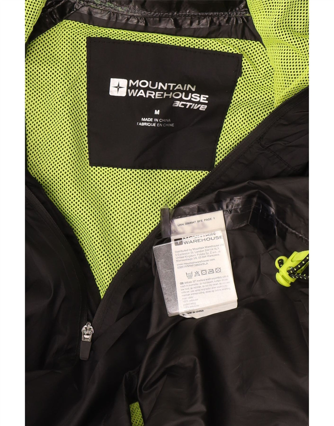 Mountain Warehouse Mens Hooded Rain Jacket UK 38 Medium Black Polyester