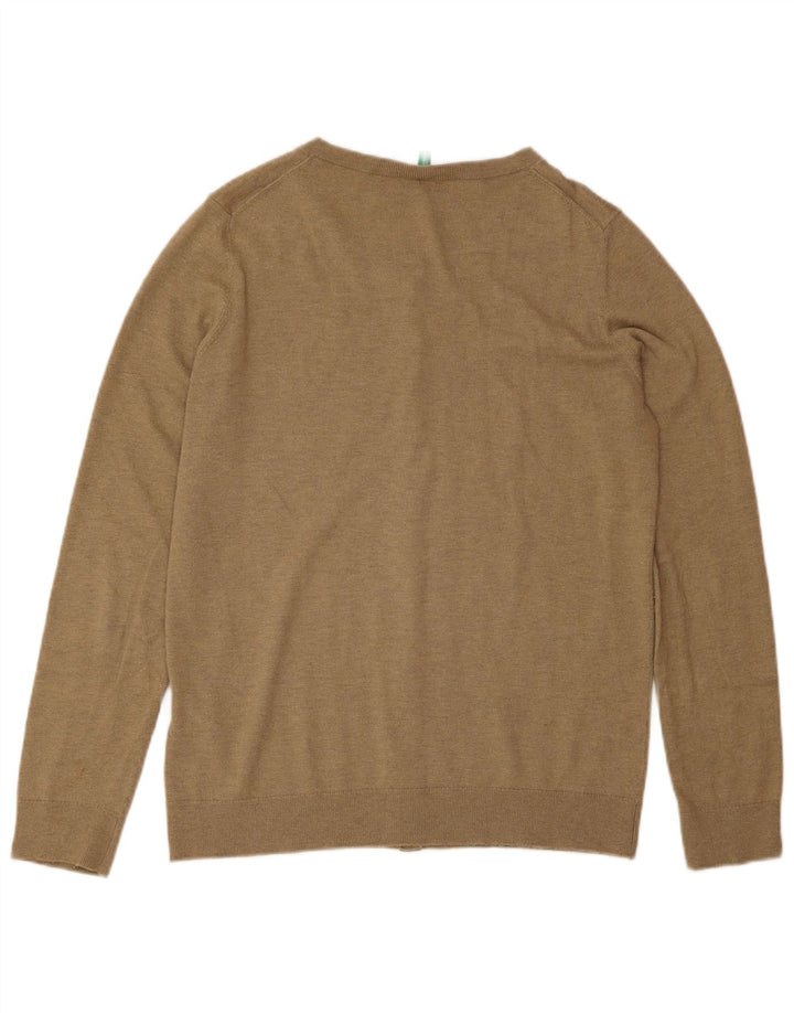 Benetton Womens Cardigan Sweater UK 12 Medium Brown Polyamide