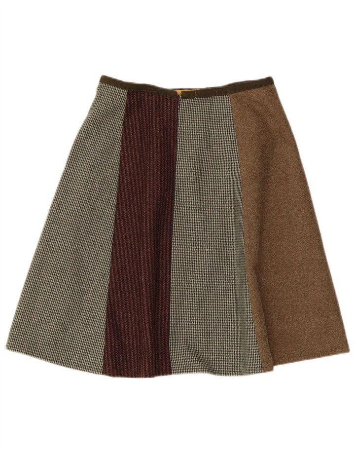 Baba Womens A-Line Skirt W26 Small  Multicoloured Patchwork Wool