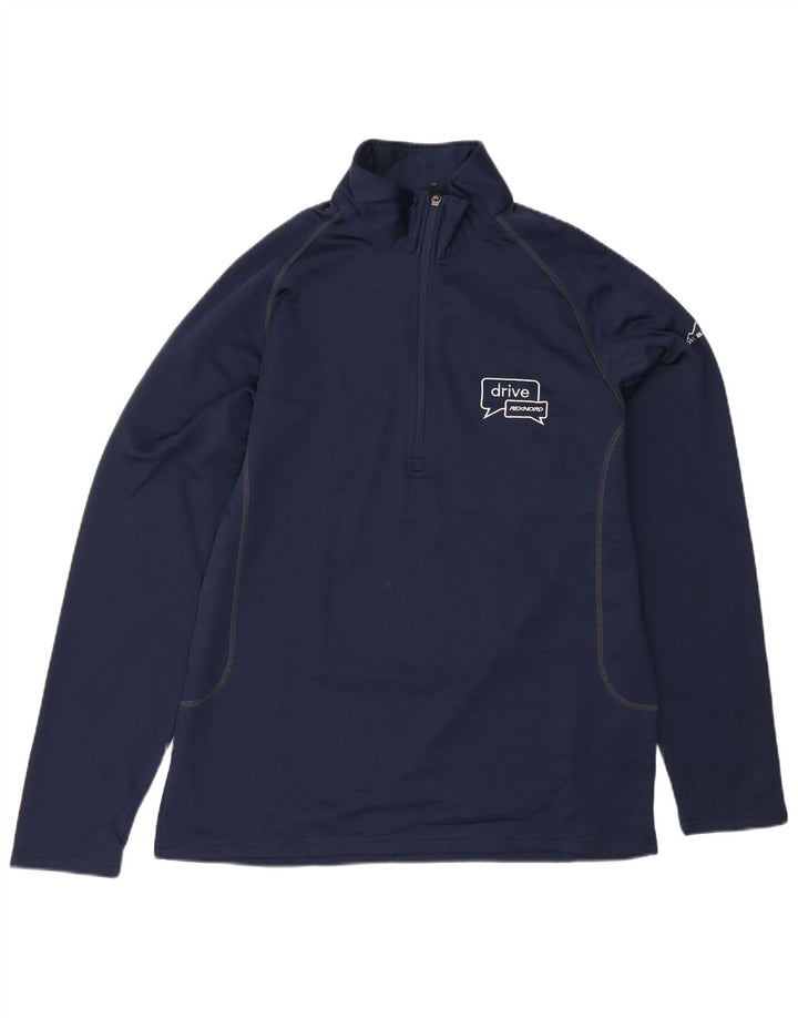 EDDIE BAUER Mens Zip Neck Sweatshirt Jumper Large Navy Blue Polyester