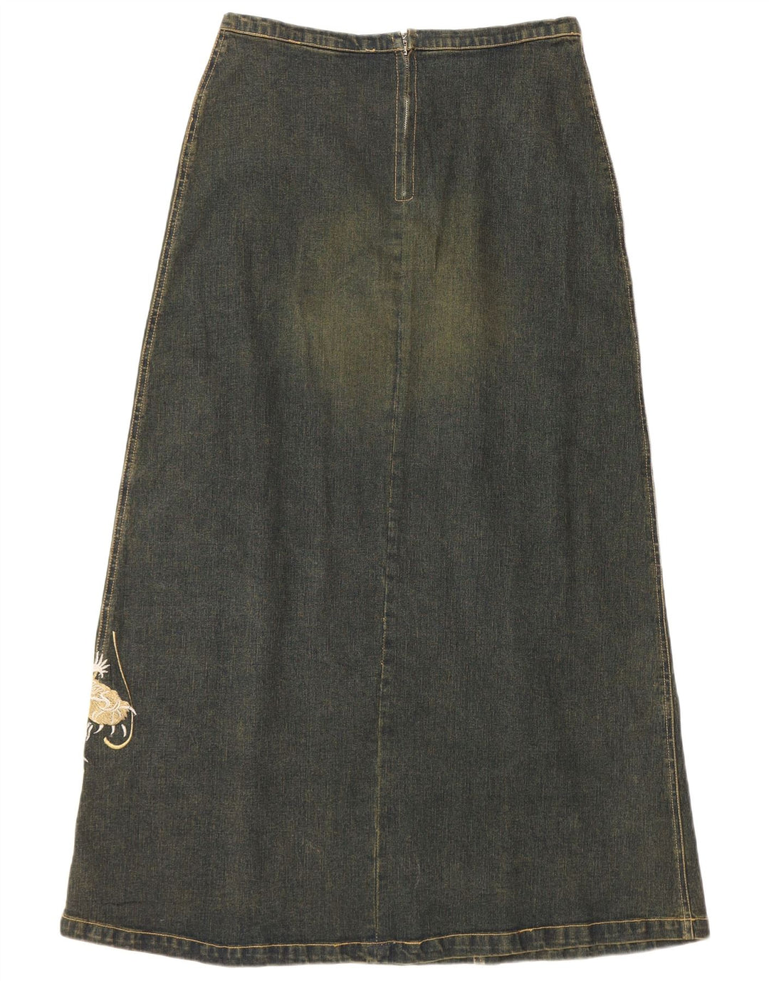 VINTAGE Womens Graphic Denim Skirt UK 12 Medium W30  Blue Cotton