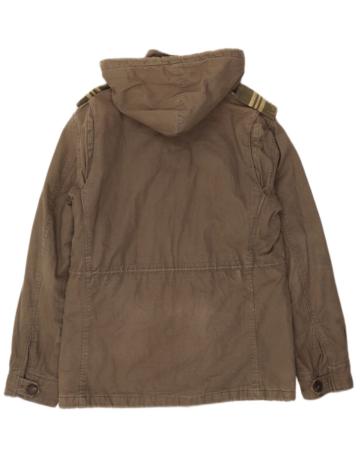 Levi's Mens Hooded Military Jacket UK 38 Medium Khaki Cotton