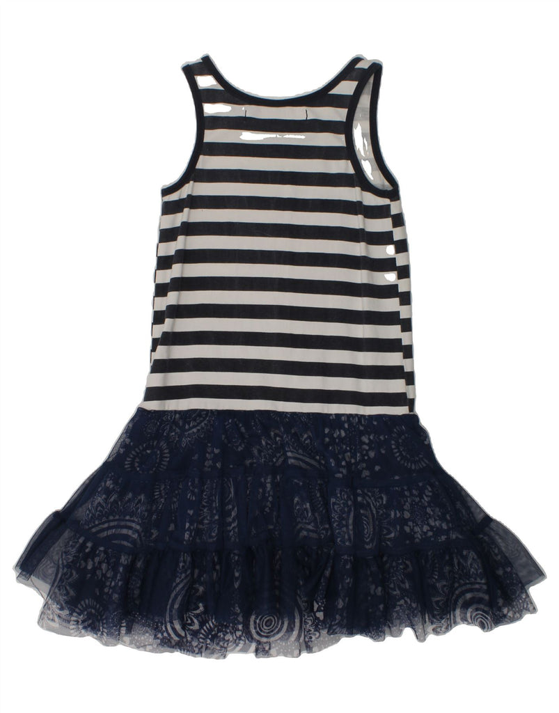 DESIGUAL Girls Graphic Tutu Dress 9-10 Years Navy Blue Striped Cotton | Vintage Desigual | Thrift | Second-Hand Desigual | Used Clothing | Messina Hembry 