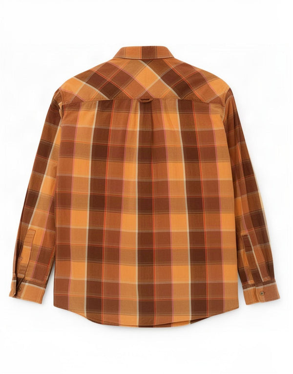 Marlboro Classics Mens Shirt Large Brown Check Cotton