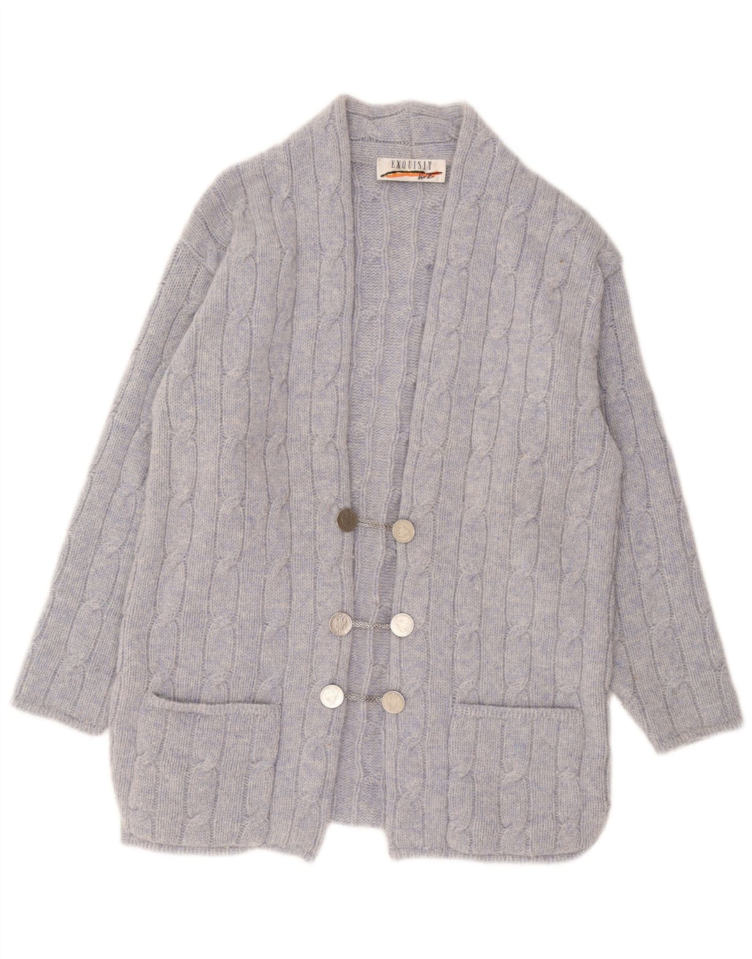 Exquisit Womens Cardigan Sweater UK 16 Large Blue Wool