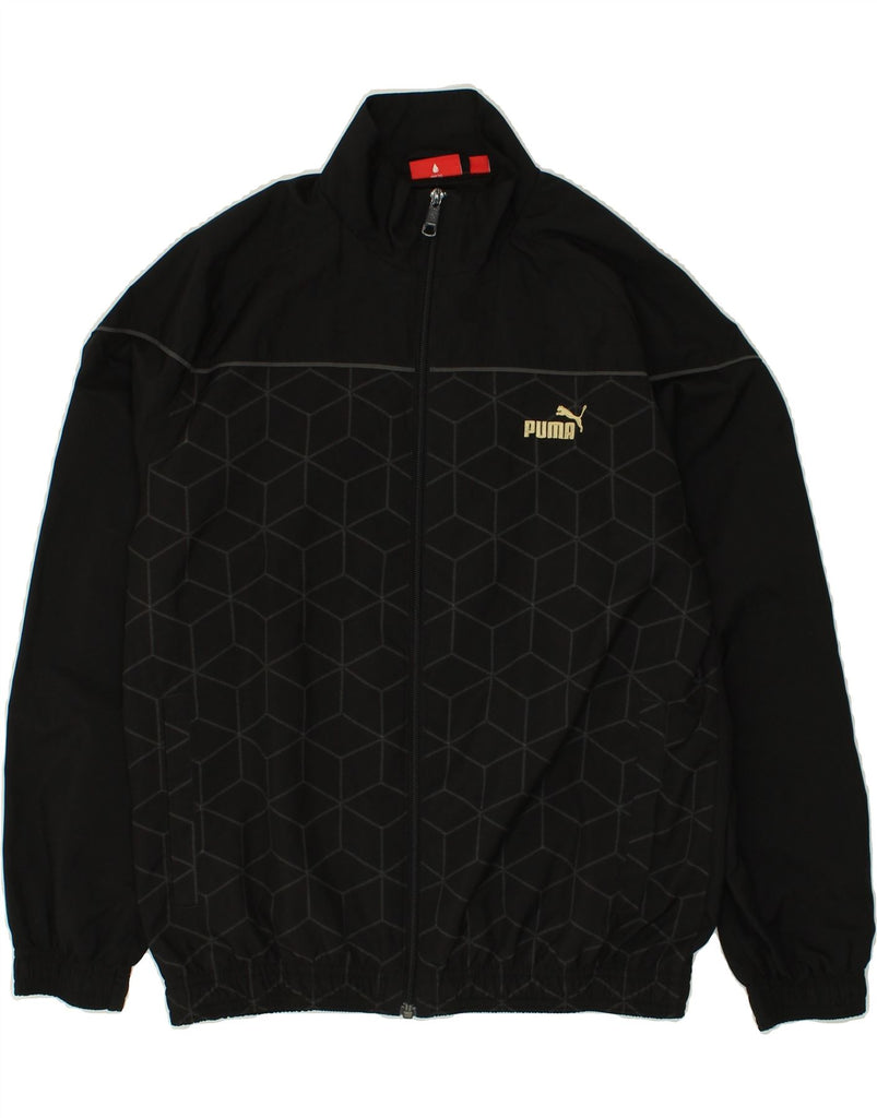 PUMA Boys Graphic Tracksuit Top Jacket 13-14 Years XL Black Geometric | Vintage Puma | Thrift | Second-Hand Puma | Used Clothing | Messina Hembry 