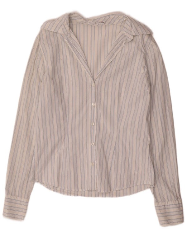 Tommy Hilfiger Womens Shirt US 6 Medium White Striped Cotton