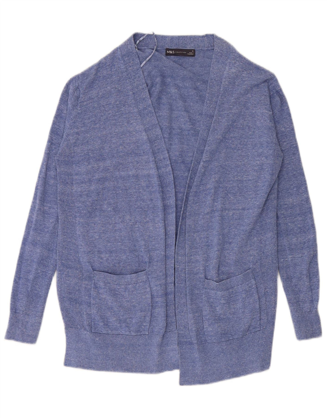 Marks & Spencer Womens Open Cardigan Sweater UK 10 Small Blue Flecked