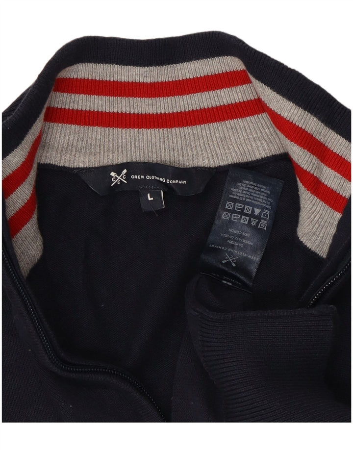 Crew Clothing Mens Zip Neck Jumper Sweater Large Navy Blue Cotton