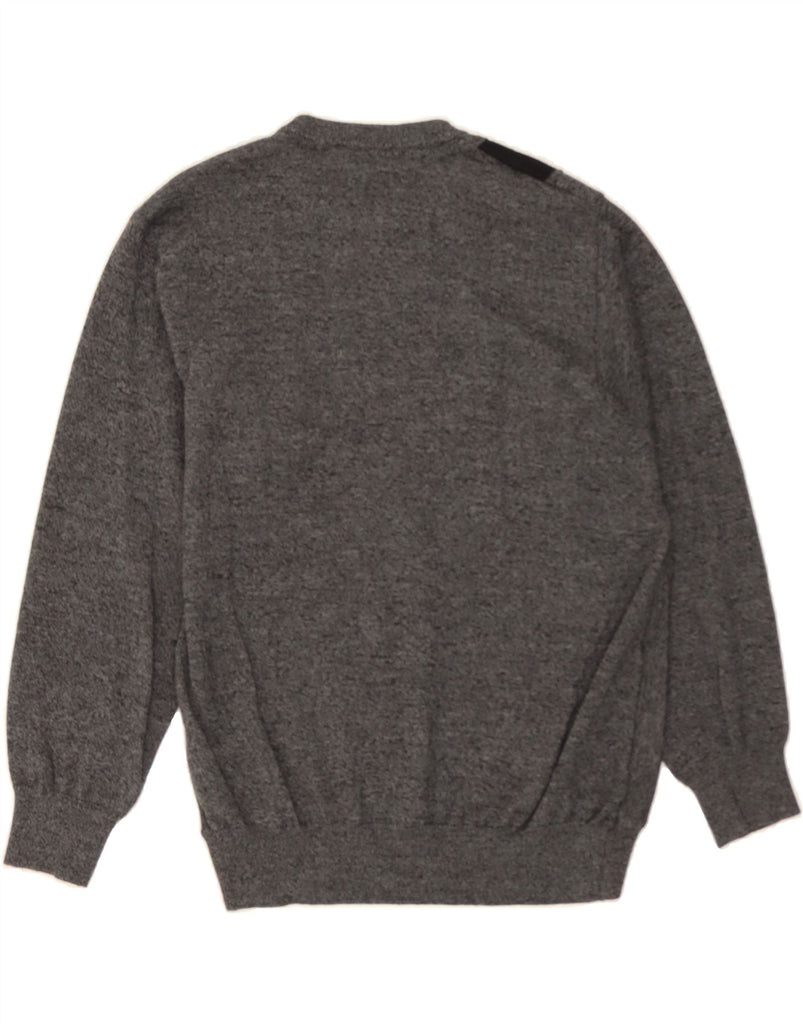 VINTAGE Mens Crew Neck Jumper Sweater UK 40 Medium Grey Striped Vintage Vintage and Second-Hand Vintage from Messina Hembry 