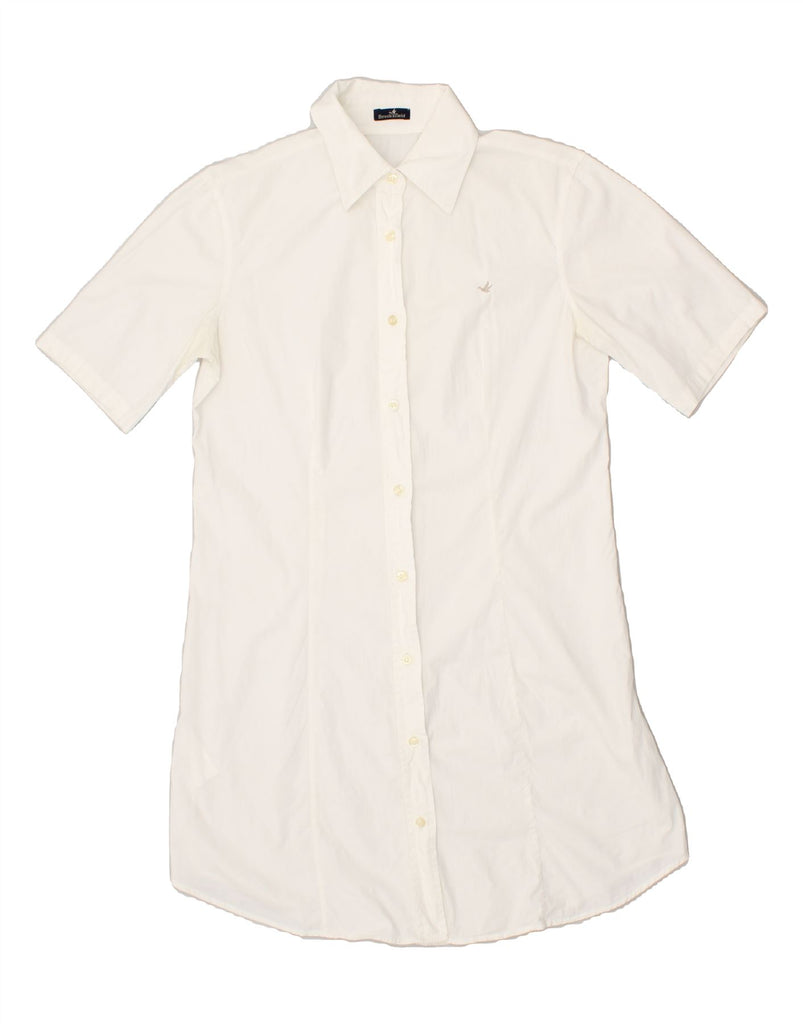 BROOKSFIELD Womens Shirt Dress IT 44 Medium  White Cotton | Vintage Brooksfield | Thrift | Second-Hand Brooksfield | Used Clothing | Messina Hembry 