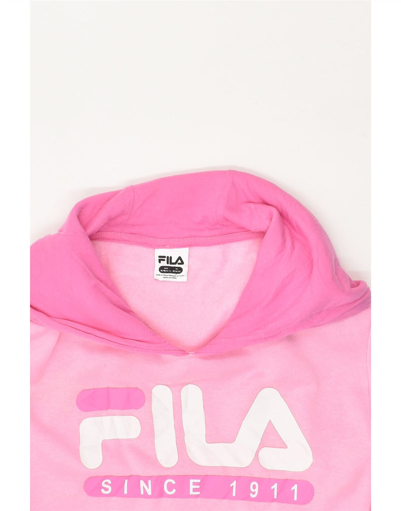 FILA Girls Hooded Sweatshirt Jumper Dress 14-15 Years XL Pink Cotton | Vintage Fila | Thrift | Second-Hand Fila | Used Clothing | Messina Hembry 