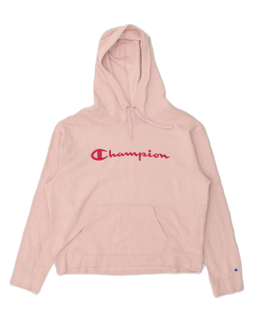 CHAMPION Womens Graphic Hoodie Jumper UK 18 XL Pink Cotton | Vintage Champion | Thrift | Second-Hand Champion | Used Clothing | Messina Hembry 