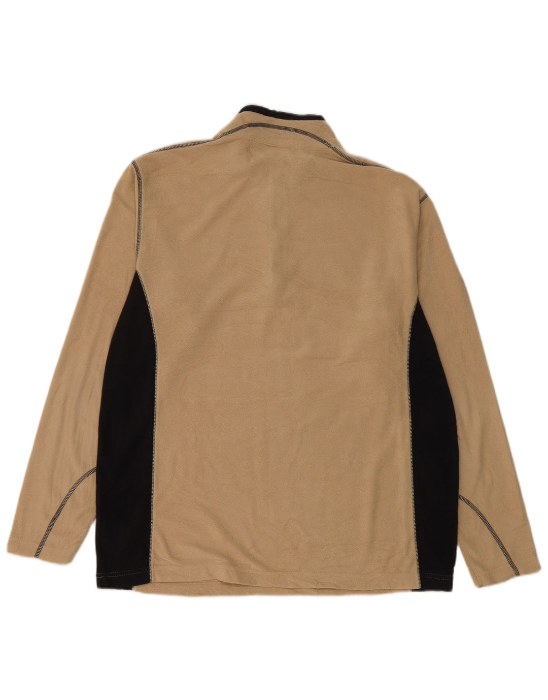 Columbia Mens Zip Neck Fleece Jumper Large Beige Colourblock Polyester