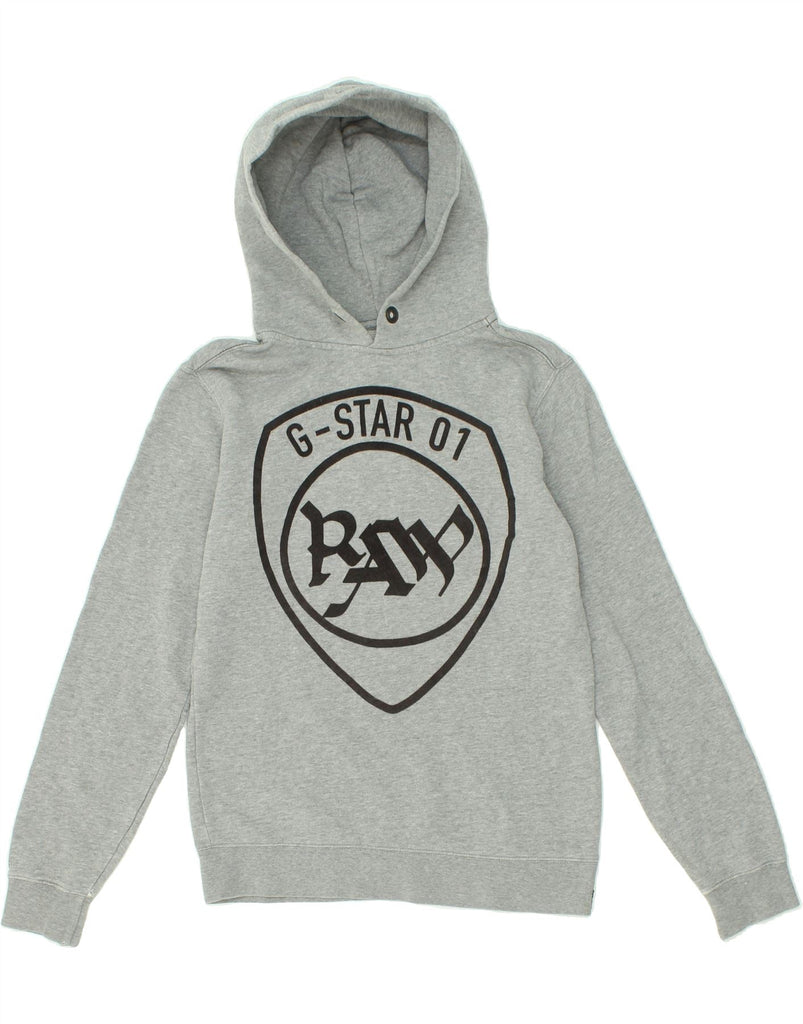 G-STAR Womens Graphic Hoodie Jumper UK 14 Medium Grey Cotton | Vintage G-Star | Thrift | Second-Hand G-Star | Used Clothing | Messina Hembry 