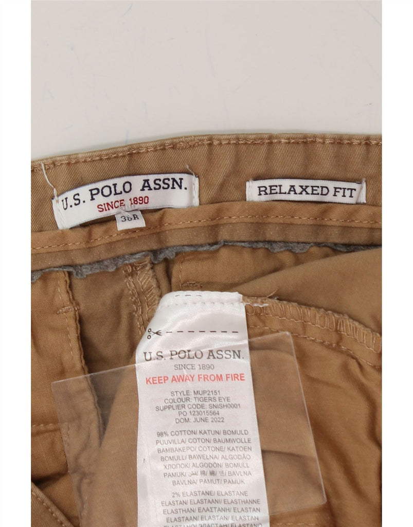 U.S. POLO ASSN. Mens Relaxed Fit Chino Trousers W38 L30 Brown Cotton Vintage U.S. Polo Assn. and Second-Hand U.S. Polo Assn. from Messina Hembry 