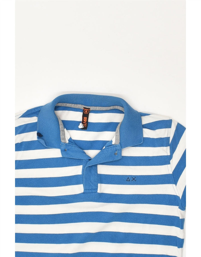 SUN68 Boys Polo Shirt 7-8 Years Blue Striped Cotton | Vintage Sun68 | Thrift | Second-Hand Sun68 | Used Clothing | Messina Hembry 