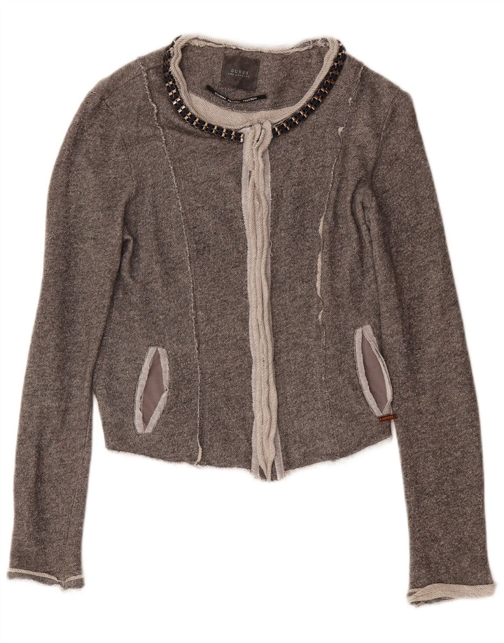 GUESS Womens Cardigan Sweater UK 8 Small Grey Colourblock