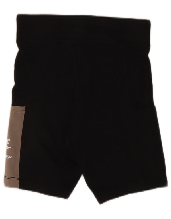 Nike Womens Graphic Sport Shorts UK 8 Small Black Colourblock Cotton