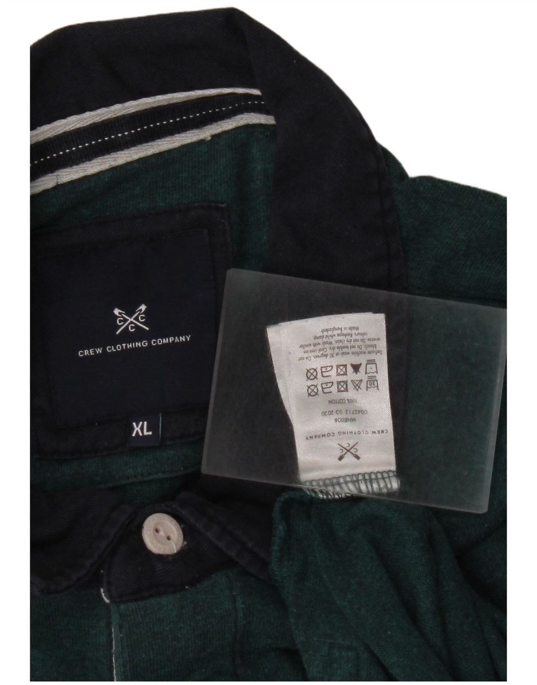 CREW CLOTHING Mens Long Sleeve Rugby Polo Shirt XL Green Colourblock