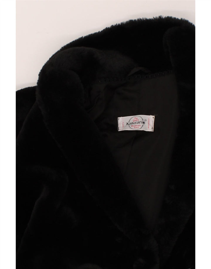 VINTAGE Womens Faux Fur Overcoat IT 46 Large Black Modacryl Vintage Vintage and Second-Hand Vintage from Messina Hembry 
