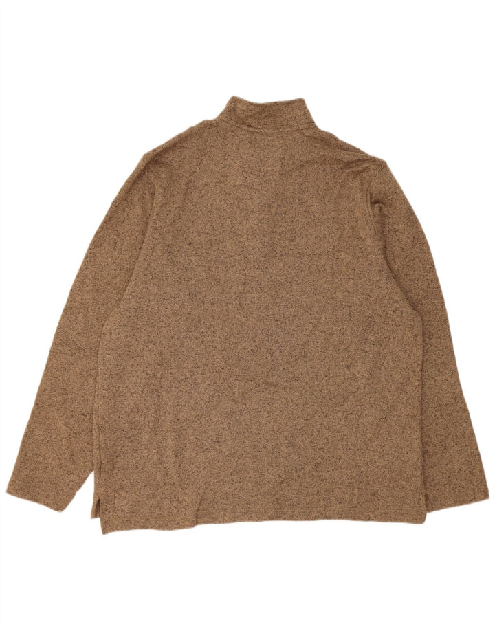 Wrangler Mens Zip Neck Sweatshirt Jumper XL Brown Flecked Polyester