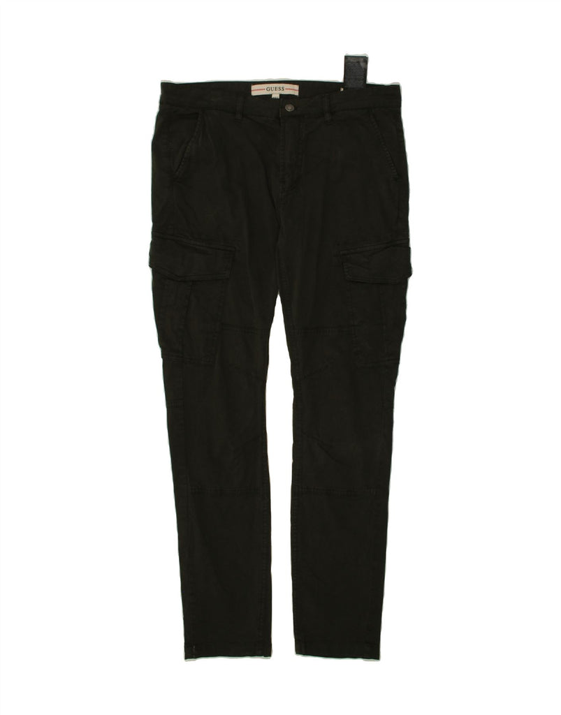 GUESS Mens Slim Cargo Trousers W33 L30 Khaki Cotton Vintage Guess and Second-Hand Guess from Messina Hembry 