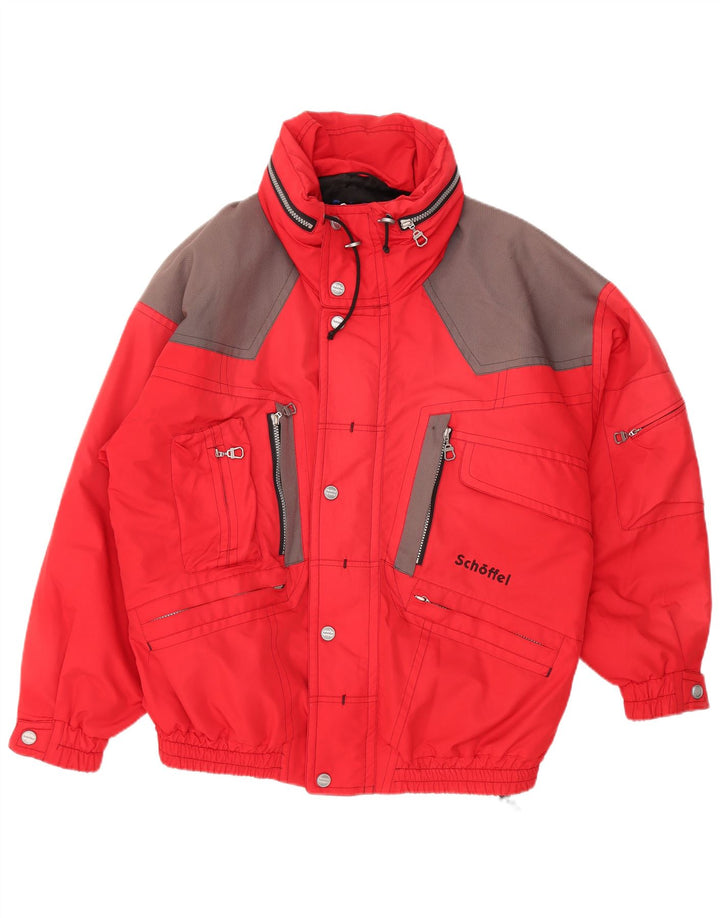 SCHOFFEL Mens Hooded Ski Jacket UK 42 XL Red Colourblock