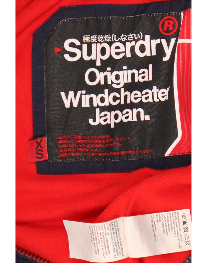 SUPERDRY Womens Windcheater Hooded Windbreaker Jacket UK 6 XS Navy Blue