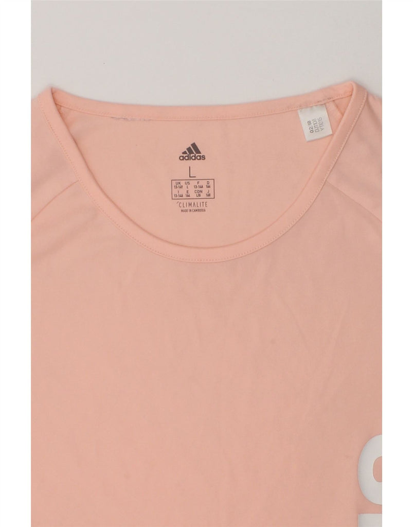 ADIDAS Girls Climalite Graphic T-Shirt Top 13-14 Years Large  Beige | Vintage Adidas | Thrift | Second-Hand Adidas | Used Clothing | Messina Hembry 