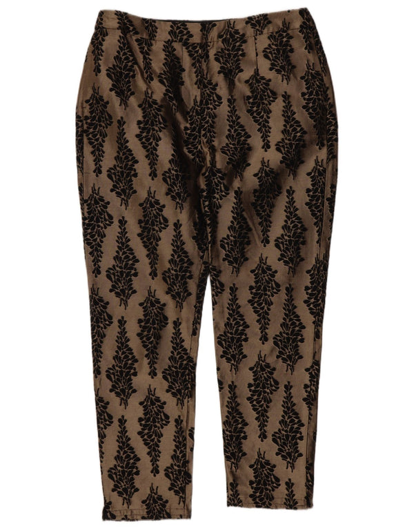 Boden Womens Cropped Trousers UK 10 Small W28 L24 Brown Floral Cotton