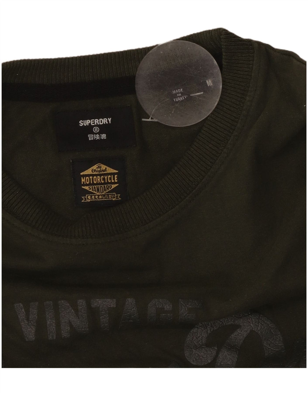 SUPERDRY Mens Motorcycle Graphic T-Shirt Top Medium Khaki