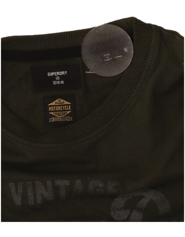 SUPERDRY Mens Motorcycle Graphic T-Shirt Top Medium Khaki