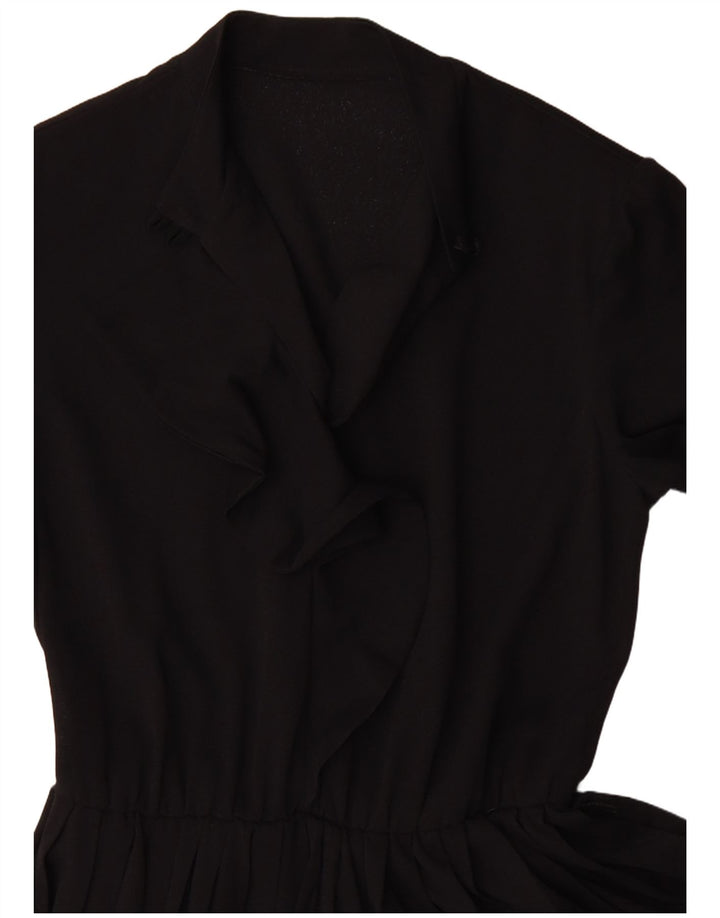 Vintage Womens Long Sleeve A-Line Dress UK 12 Medium Black