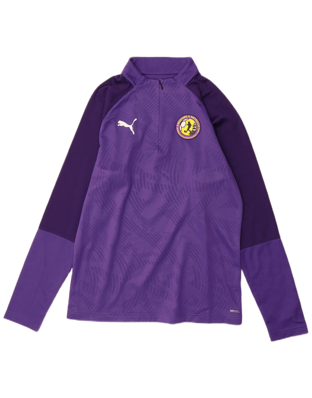 PUMA Mens Graphic Zip Neck Pullover Tracksuit Top Small Purple Geometric