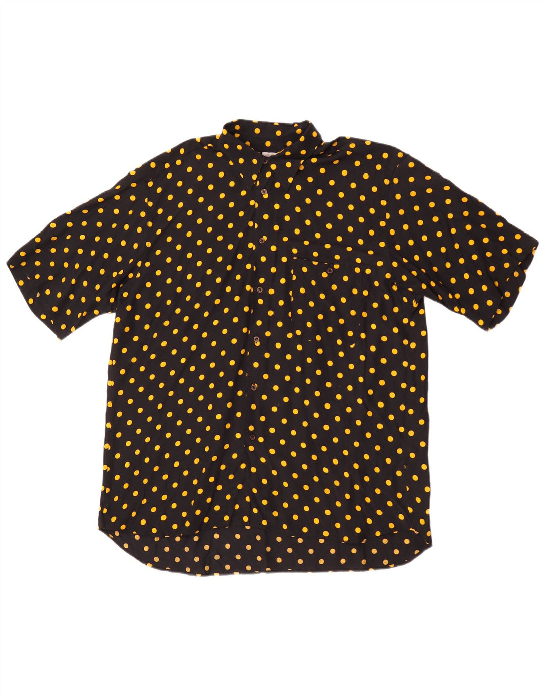 VINTAGE Mens Short Sleeve Shirt Medium Black Spotted