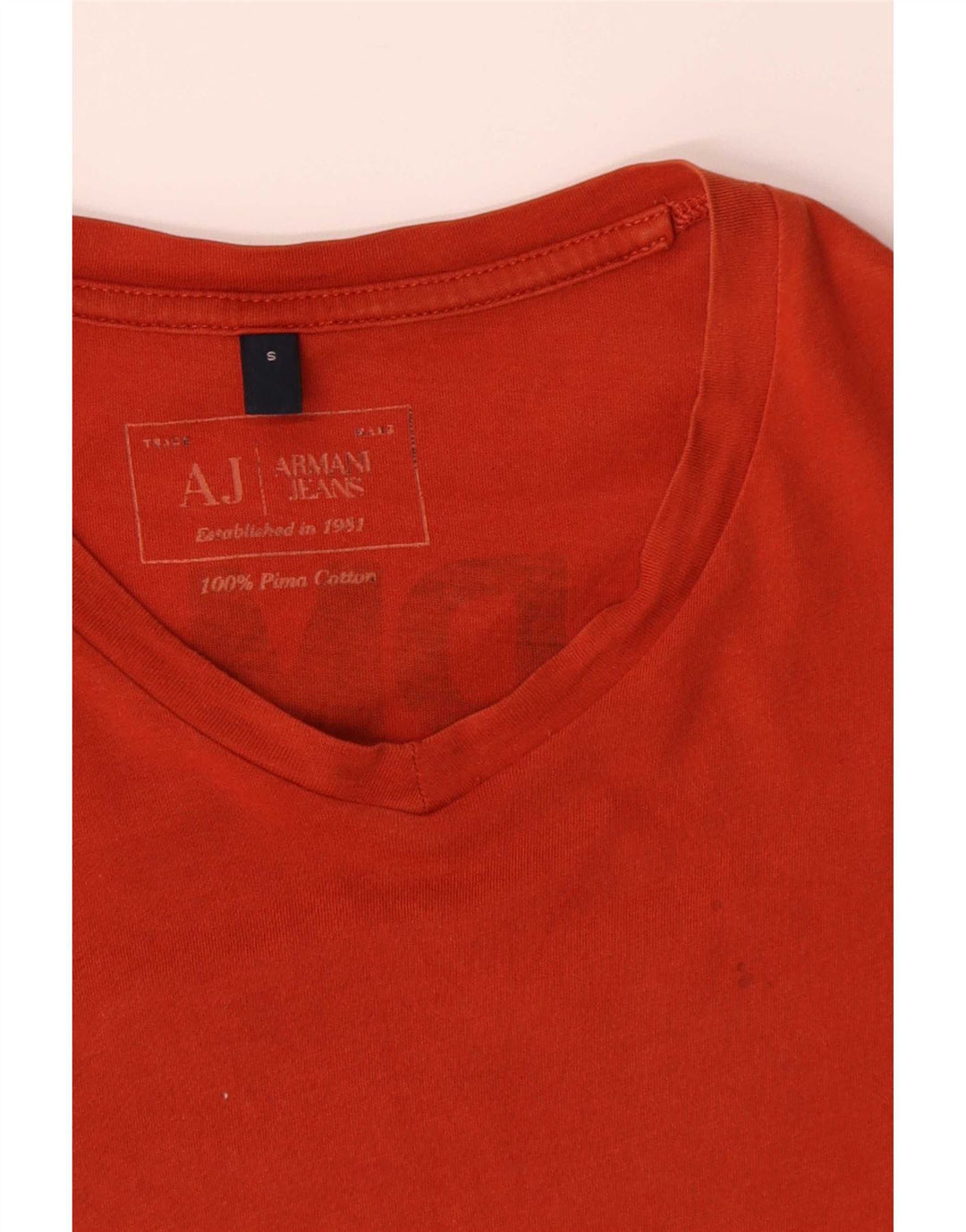 Armani Jeans Mens Graphic T-Shirt Top Small Orange Cotton