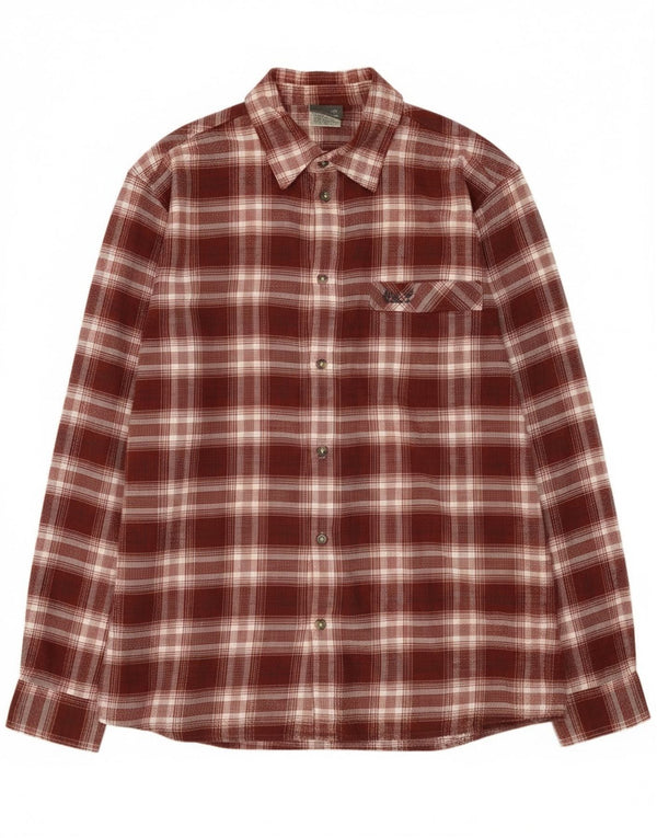 Jack Wolfskin Mens Flannel Shirt XL Burgundy Check Cotton