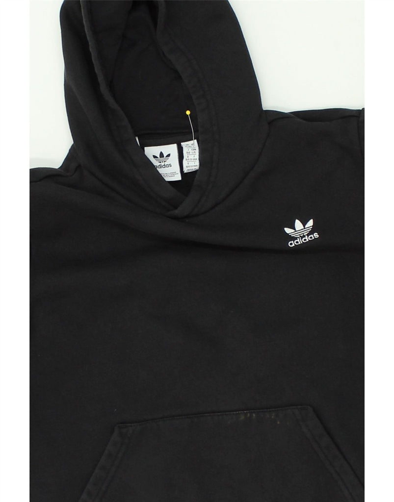 ADIDAS Boys Hoodie Jumper 13-14 Years Black Cotton | Vintage Adidas | Thrift | Second-Hand Adidas | Used Clothing | Messina Hembry 