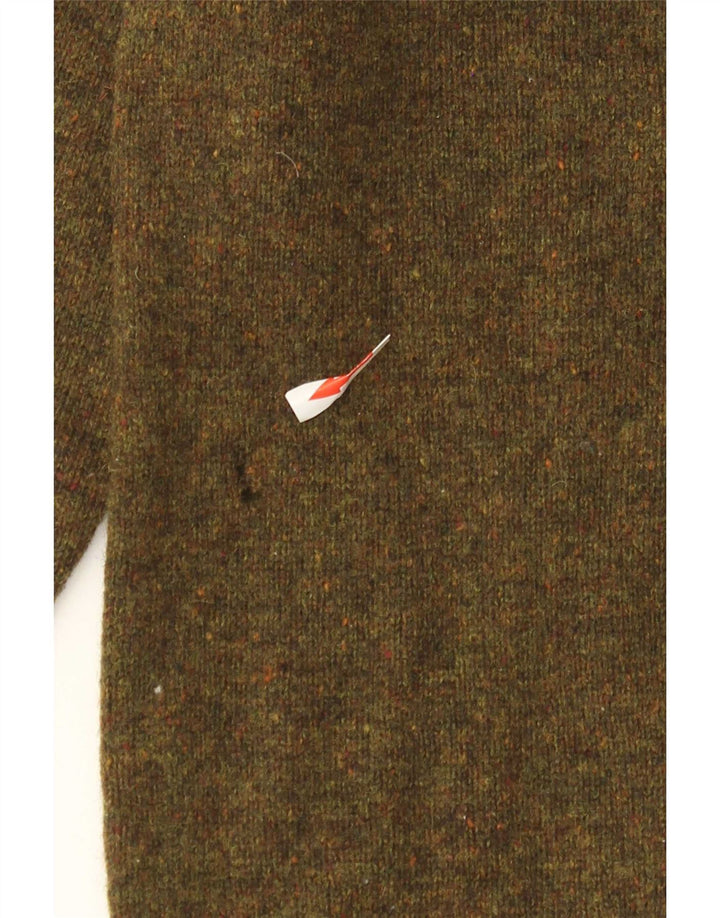 Fred Perry Mens Crew Neck Jumper Sweater Small Khaki Flecked Lambswool
