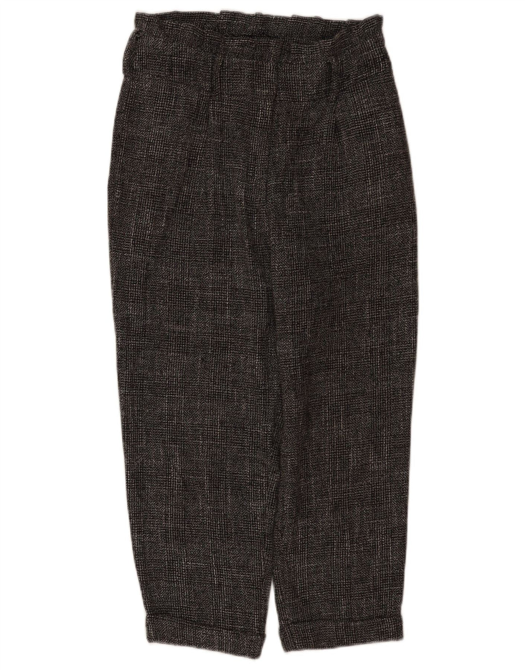 Topshop Womens Cropped Trousers UK 10 Small W28 L22 Grey Check Polyester
