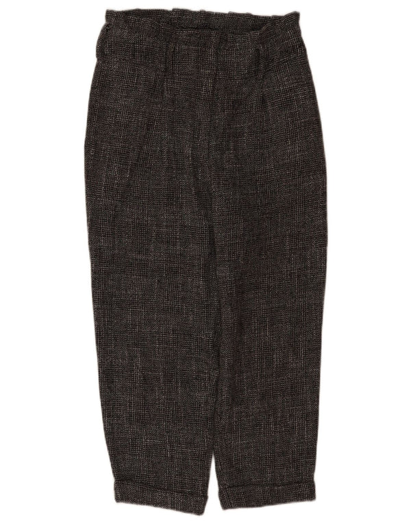 Topshop Womens Cropped Trousers UK 10 Small W28 L22 Grey Check Polyester