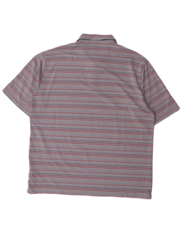 Nike Mens Polo Shirt UK 45/47 XL Blue Striped Polyester