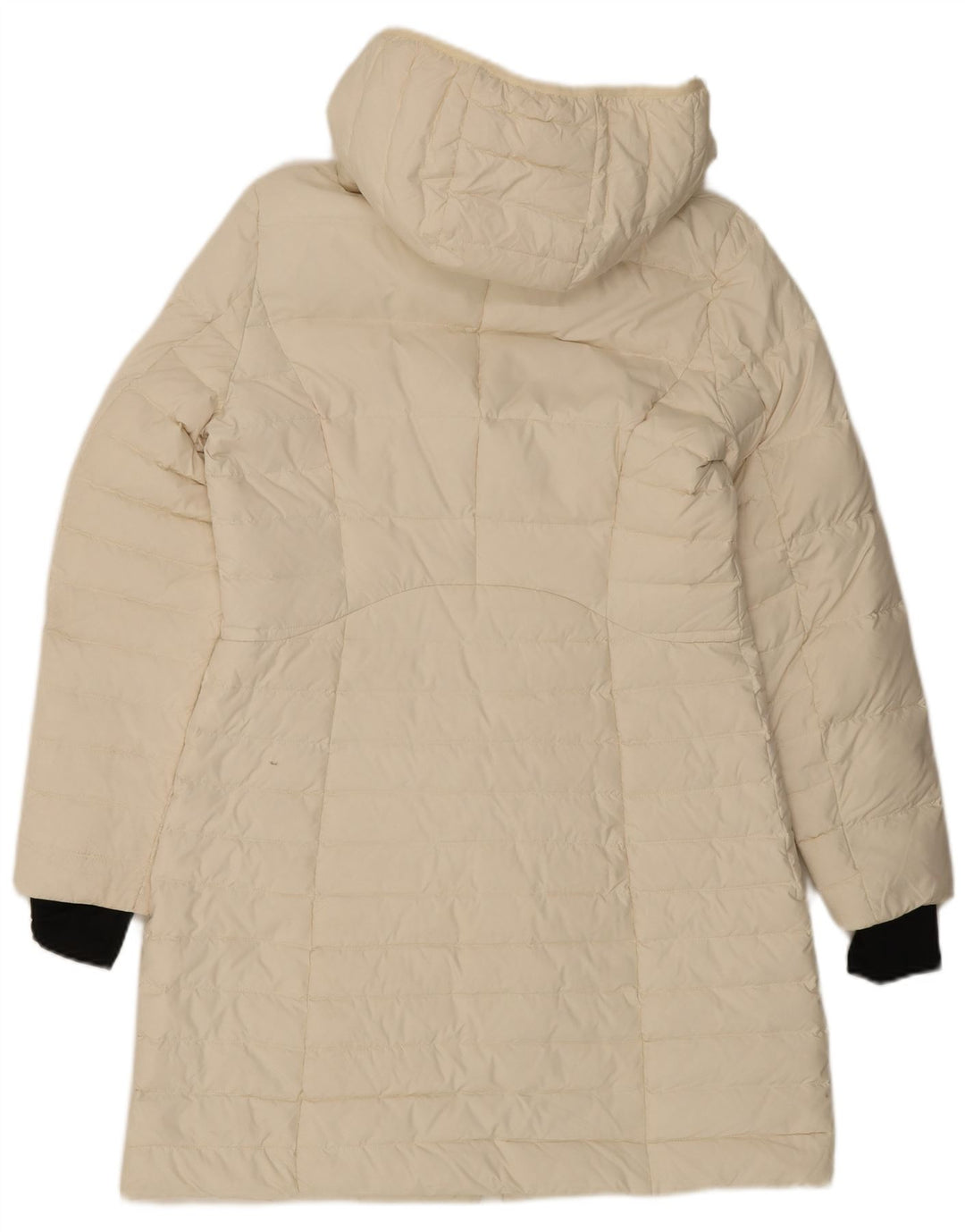 VINTAGE Womens Hooded Padded Coat UK 14 Medium Off White Polyester